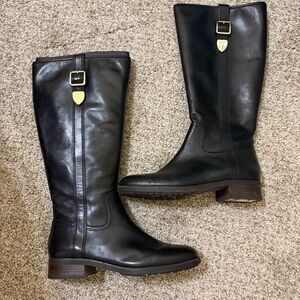 Coach Easton Black Over the Knee Boots with Buckle Extended Wide Calf Size 9